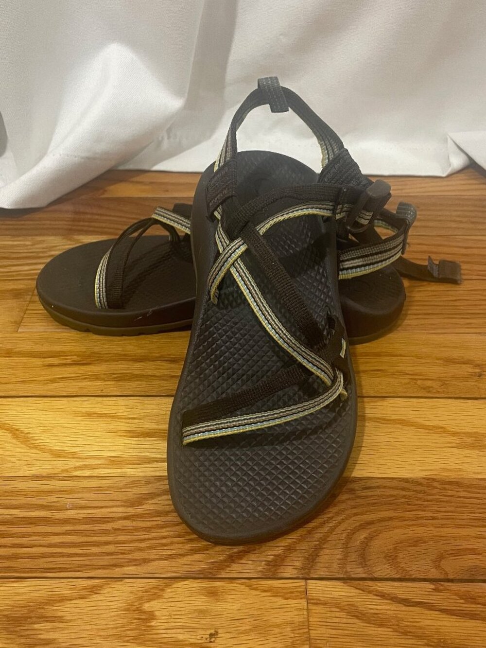 Big Kids Chaco ZX/1 EcoTread Brown/Blue Sandal, Size 4